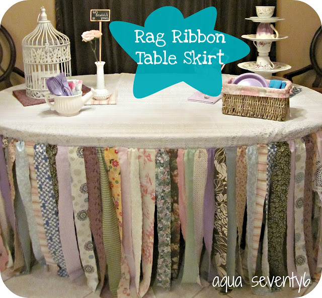 Aqua Seventy6 Rag Ribbon Table Skirt