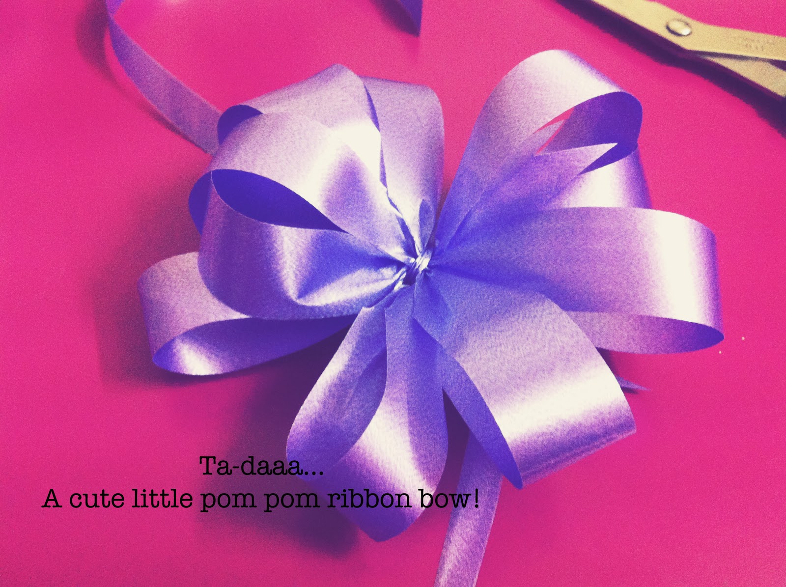 DIY pom pom ribbon bow Scrappy Scrappy