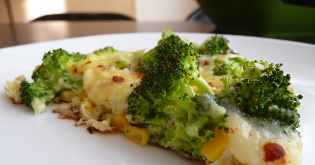 food setting roasted broccoli & corn frittata