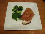 Breaded Pork-and-Mozzarella Stacks with Garlic Broccoli