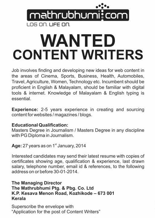 Writers wanted