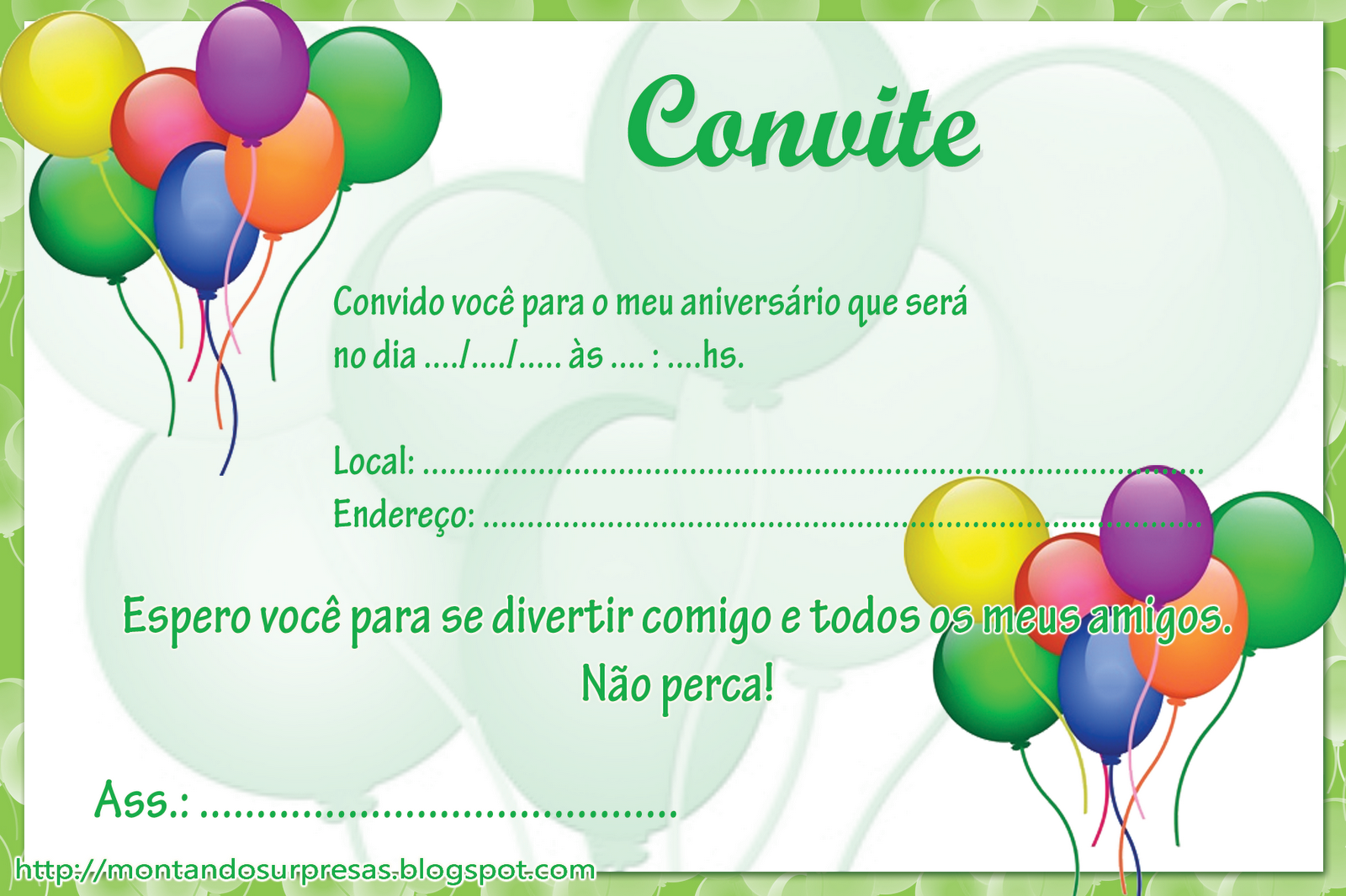 Convites de Aniversário infantil, adulto, feminino e masculino Toda Atual