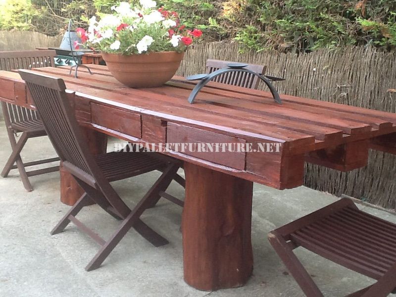 Mueblesdepalets.net: mesa para el jardÃn rústica Mesa con madera rústica en l