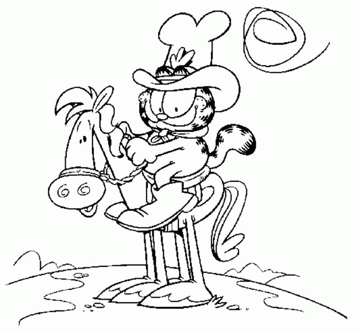 Cartoon Design Garfield Cowboy Coloring Pages For Kids