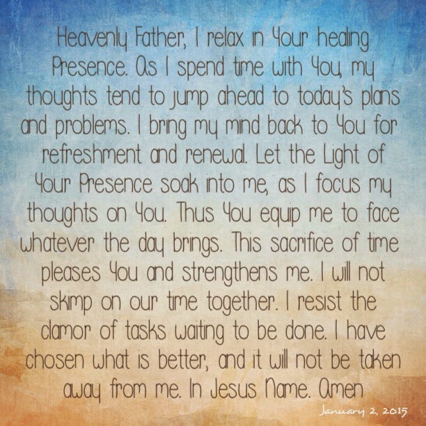 Bakers' Blessings Jesus Calling Jan 2 prayer