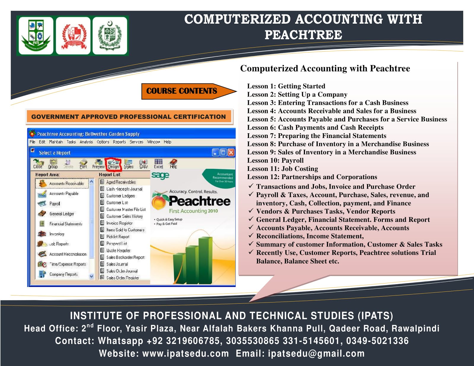 Peachtree & Tally ERP 9 Accounting Islamabad 3035530865
