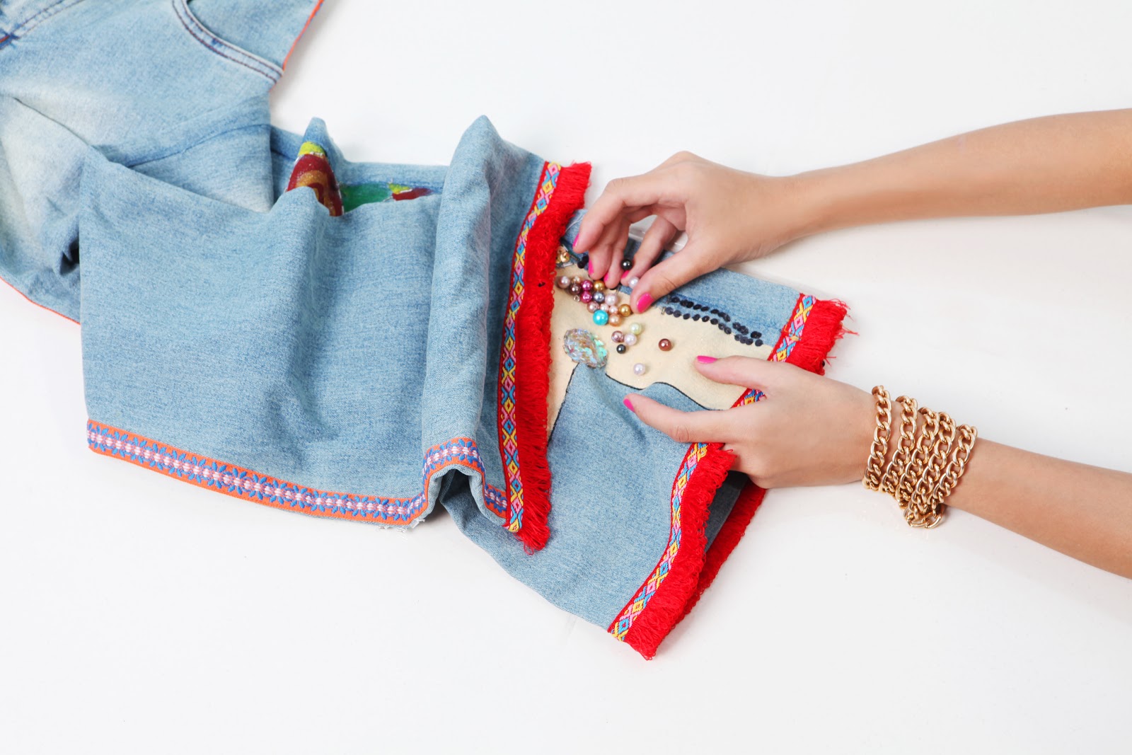 Mermaid in Heels DIY Handpainted and Embellished Jeans