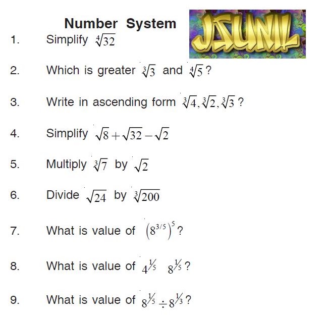 MATH ADDA By GuruJSUNIL" IX Mathematics Chap. Number System Question