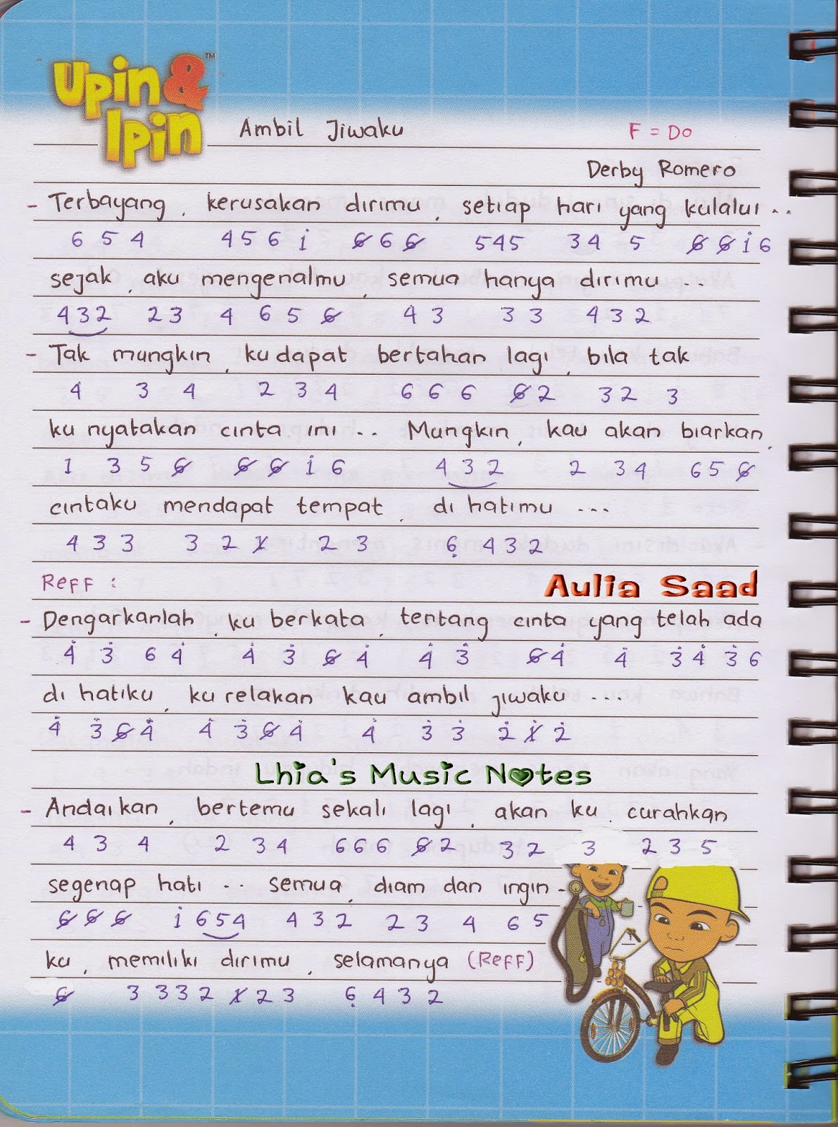 Not Angka Lagu Kepompong Lengkap Not Angka Lagu Kepompong Lengkap