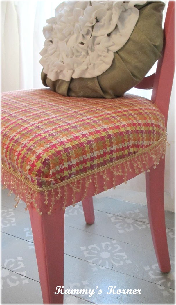 Kammy's Korner Pinkalicious Chair Makeover {HGTV Fabric at JoAnn's}
