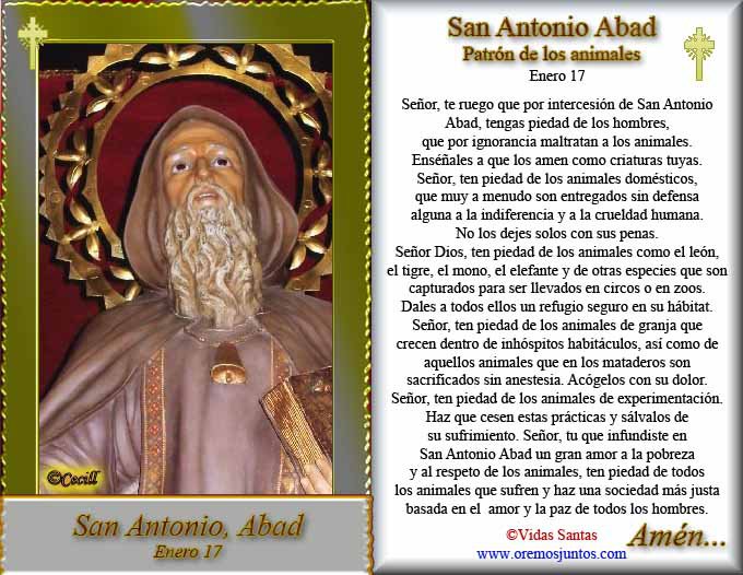 ® Santoral Católico ® Oraciones a San Antonio de Abad