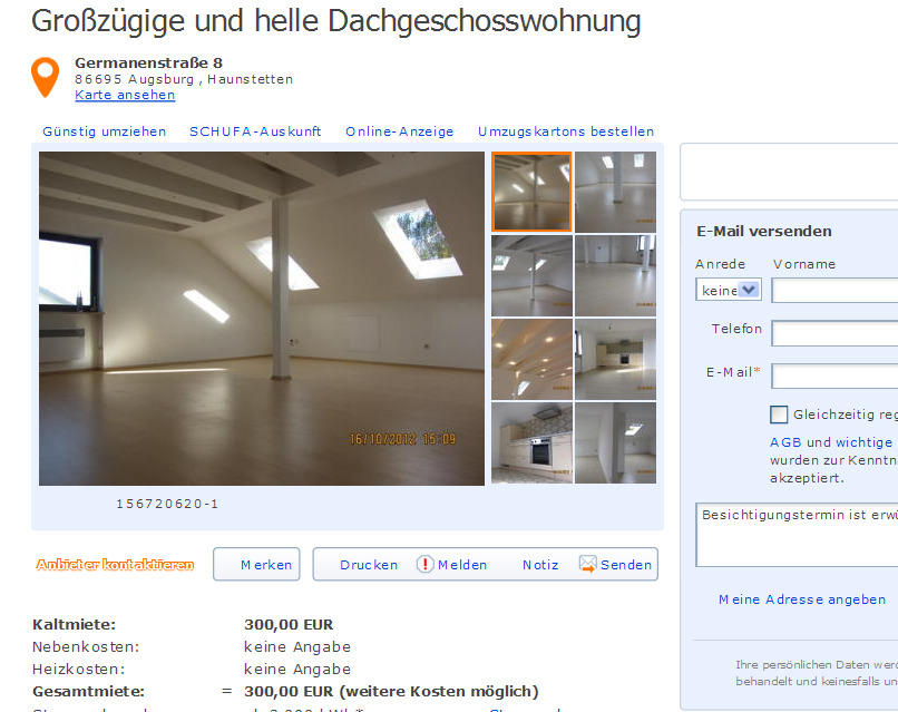 Grosszugige Und Helle Dachgeschosswohnung Germanenstrasse 8 86695