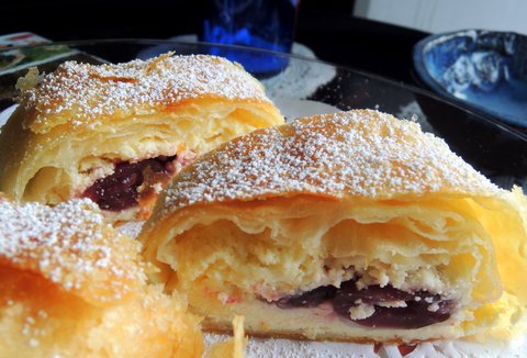 Cheese and Cherry Strudel