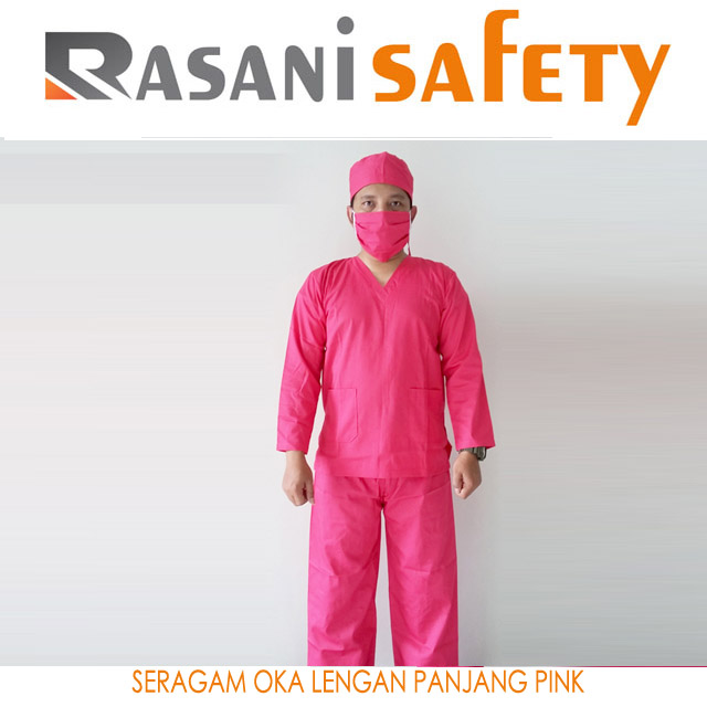 Baju Operasi Dokter Lengan Panjang Pink