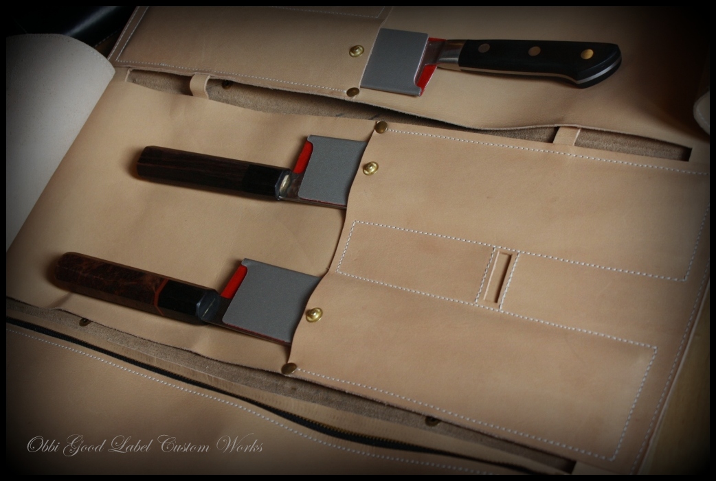 Custom Works Chef's Knife bag Obbi Good Label, Handmade Leather Company
