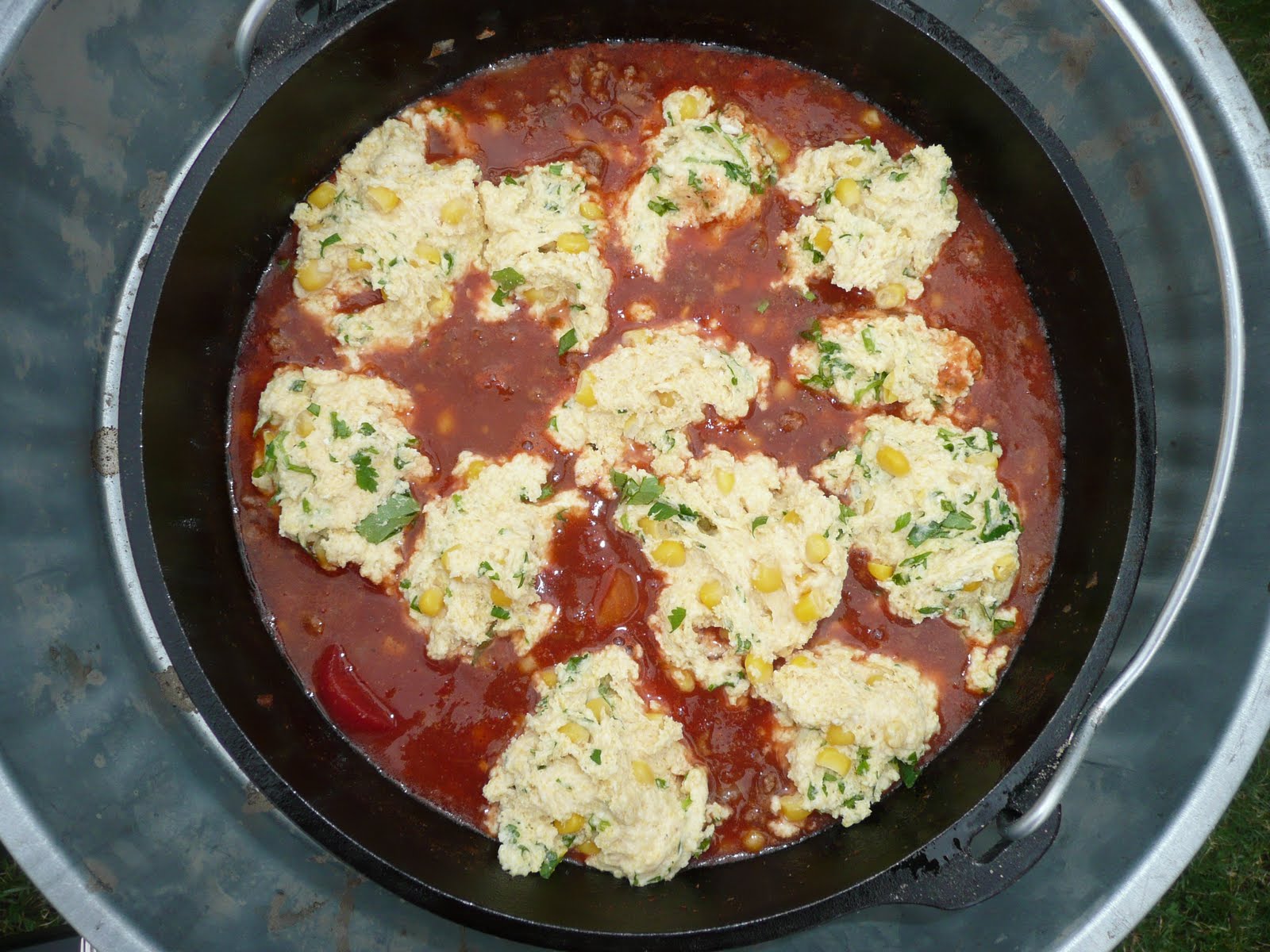Everyday Dutch Oven Chili With Cornbread Dumplings