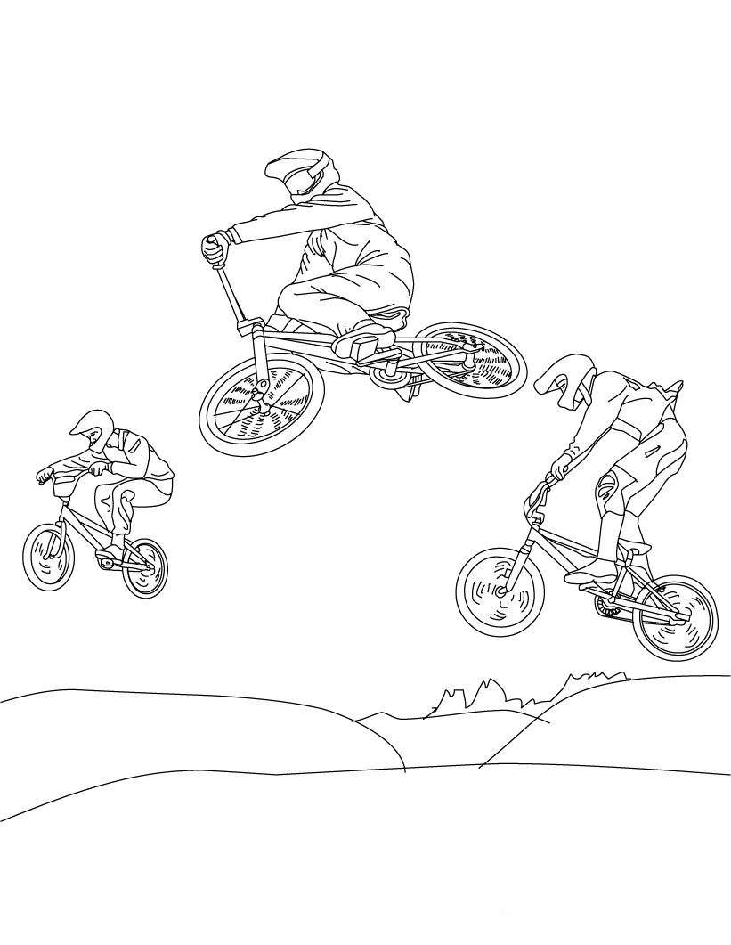 Coloring Page For Sports Kids Cyclists And Bicycles Coloring