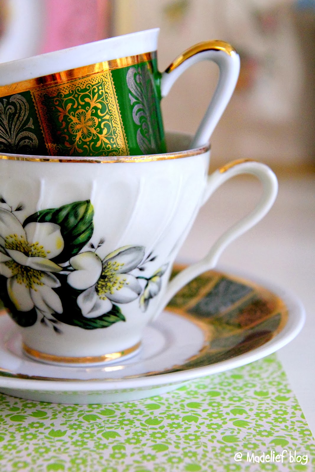 Madelief Vintage tea cup and coffee cup giveaway