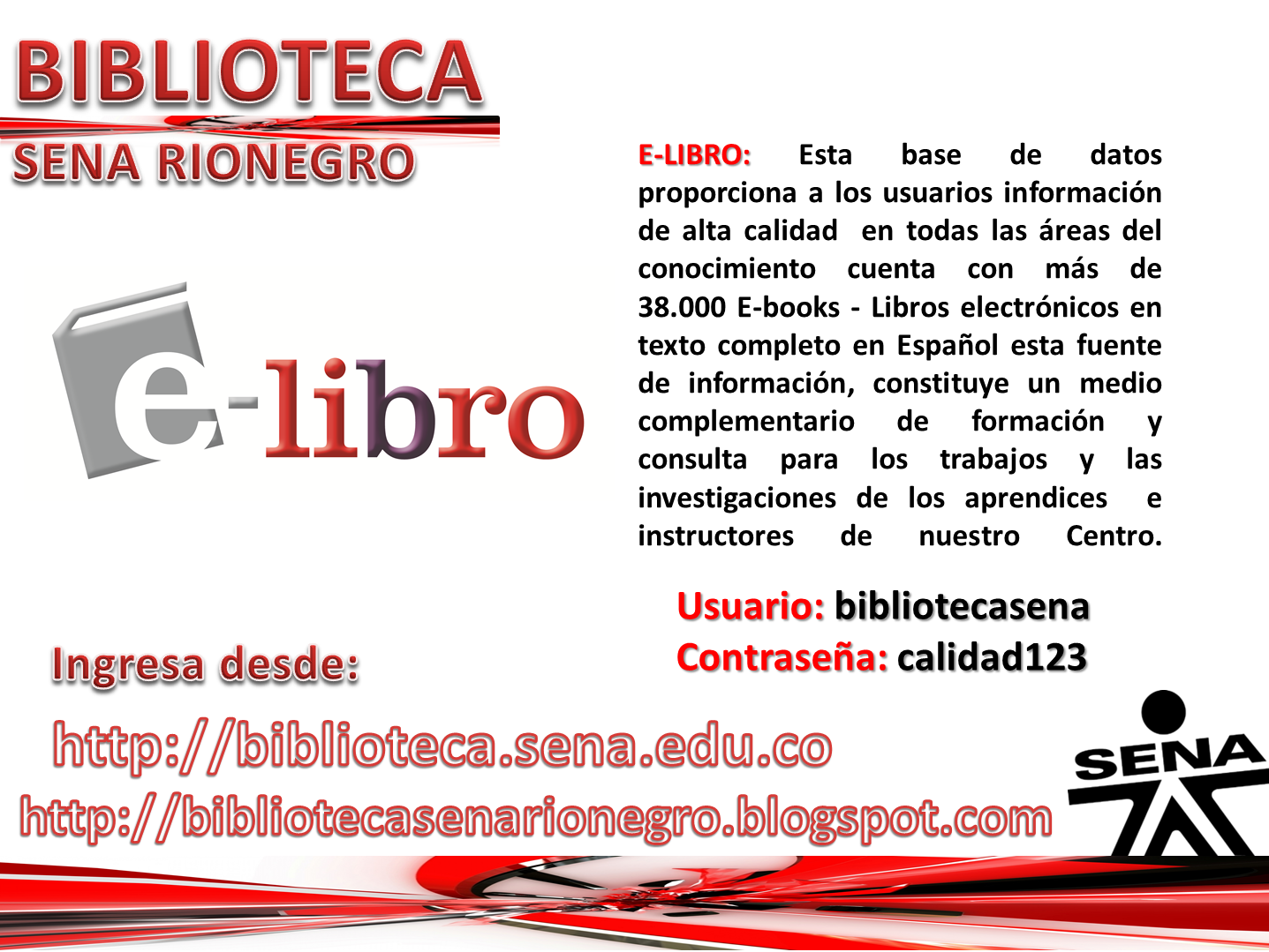 Biblioteca SENA Rionegro Elibro Base de datos bibliográfica