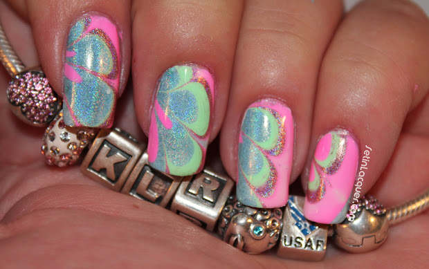 water marbling with holo polish