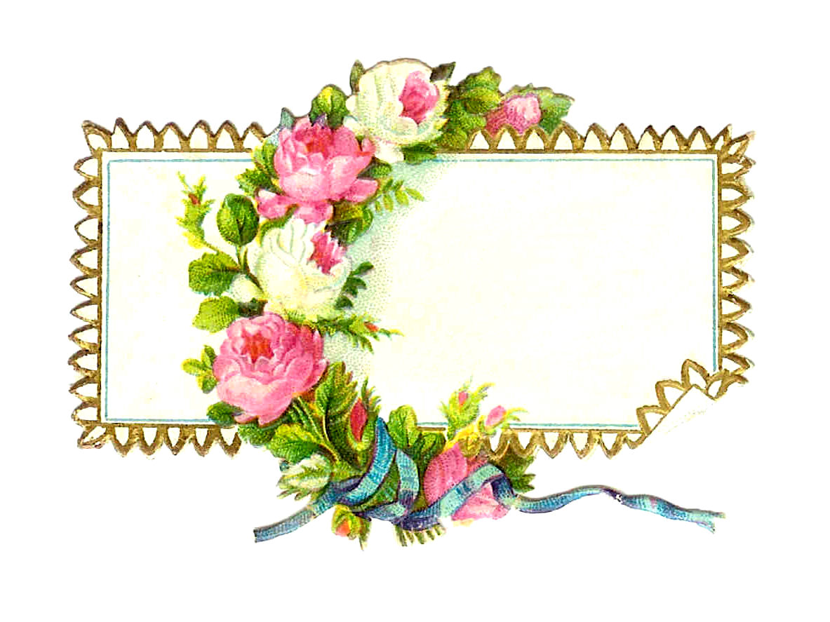 Antique Images 2 Flower Digital Label Designs Vintage Victorian Die