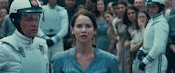 Katniss Everdeen volunteering as tribute at the Reaping