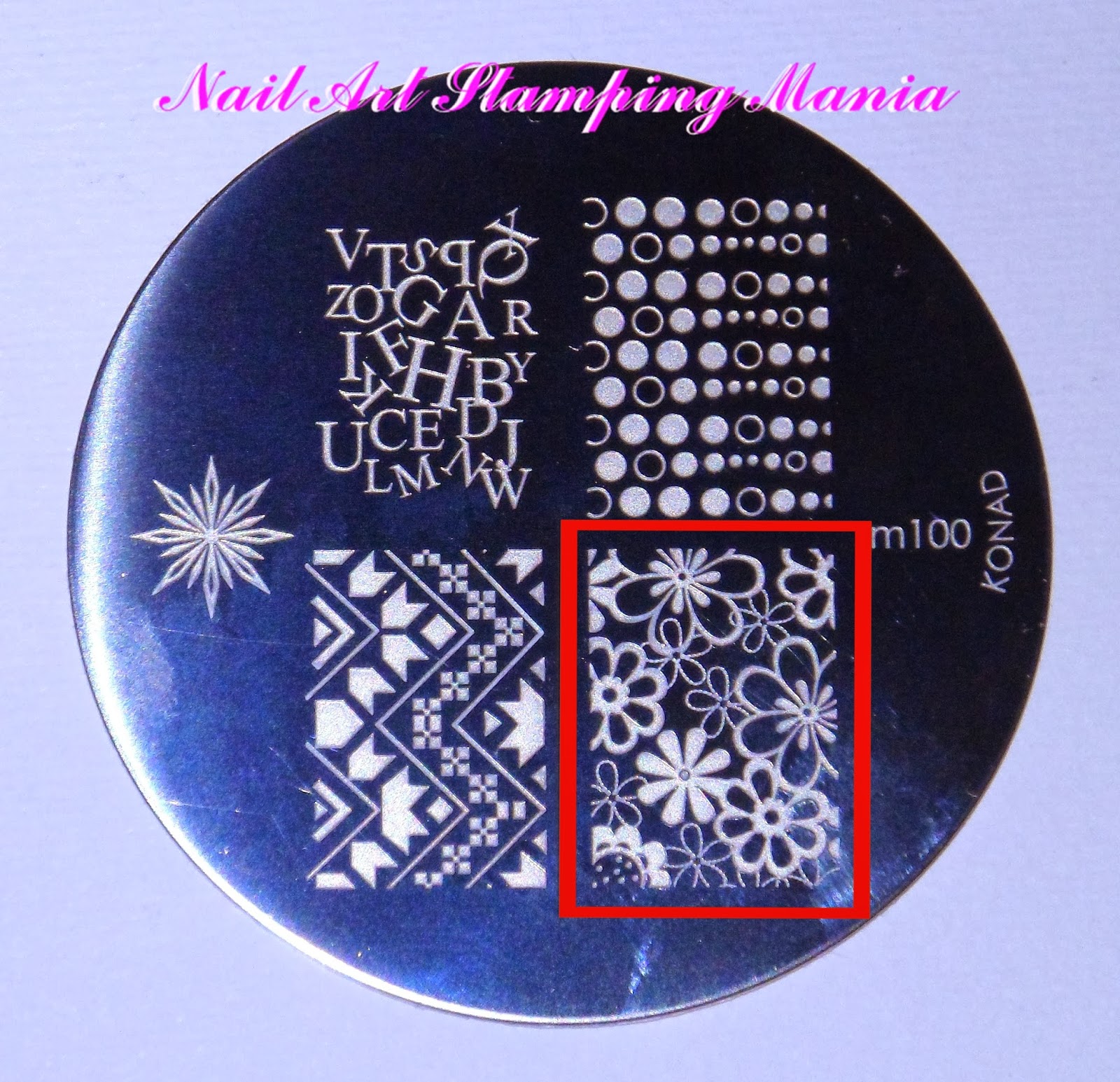 Nail Art Stamping Mania Stamping Decal With Konad Plate m100