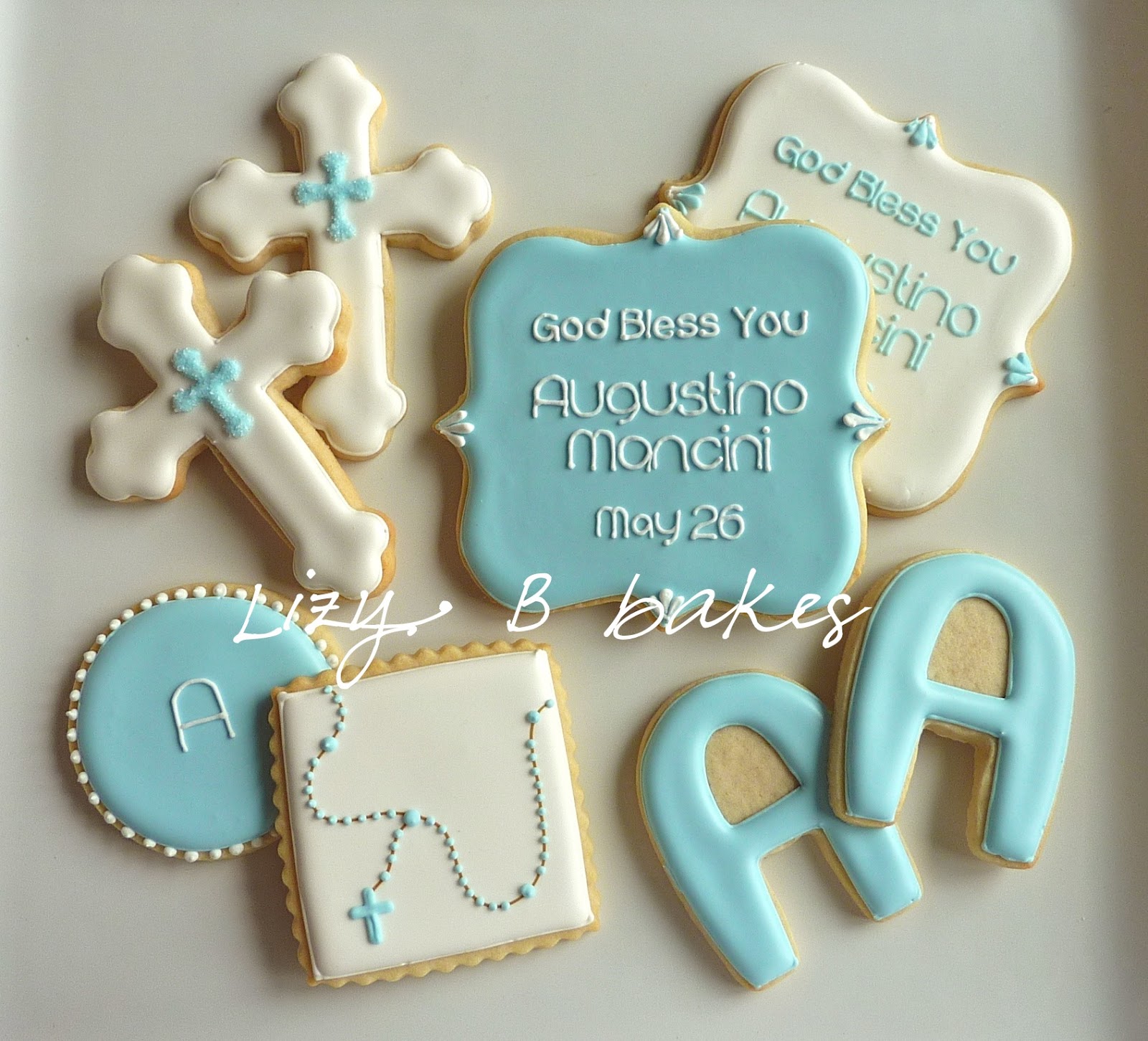 Lizy B Baptism Cookies for a Sweet Little Boy!