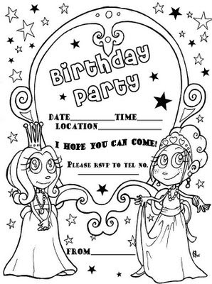 coloring party invitations