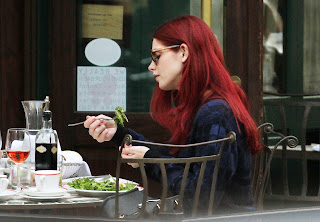 Ashley Greene with red hair spottet at a restaurant