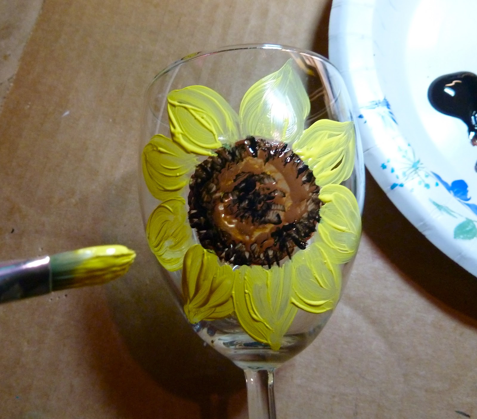Make it easy crafts Hand painted Sunflower wine glass