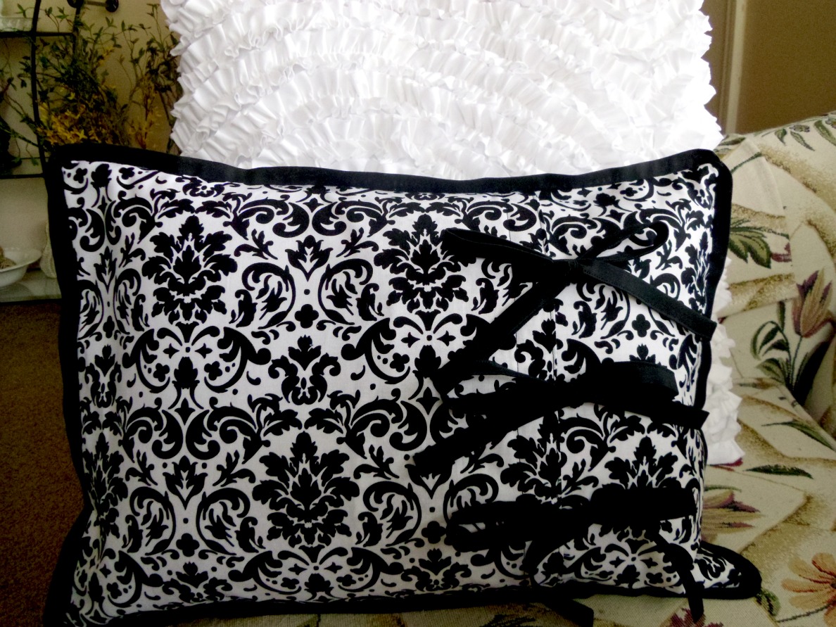Ameroonie Designs Black and white Damask Pillow