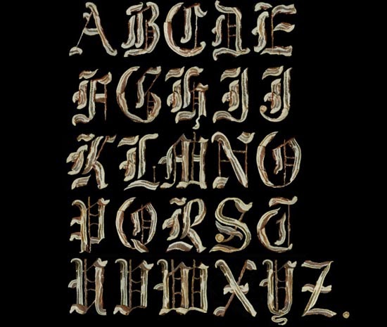 Gothic Typeface Made Out of Bacon Gothic Typeface Made Out of Bacon