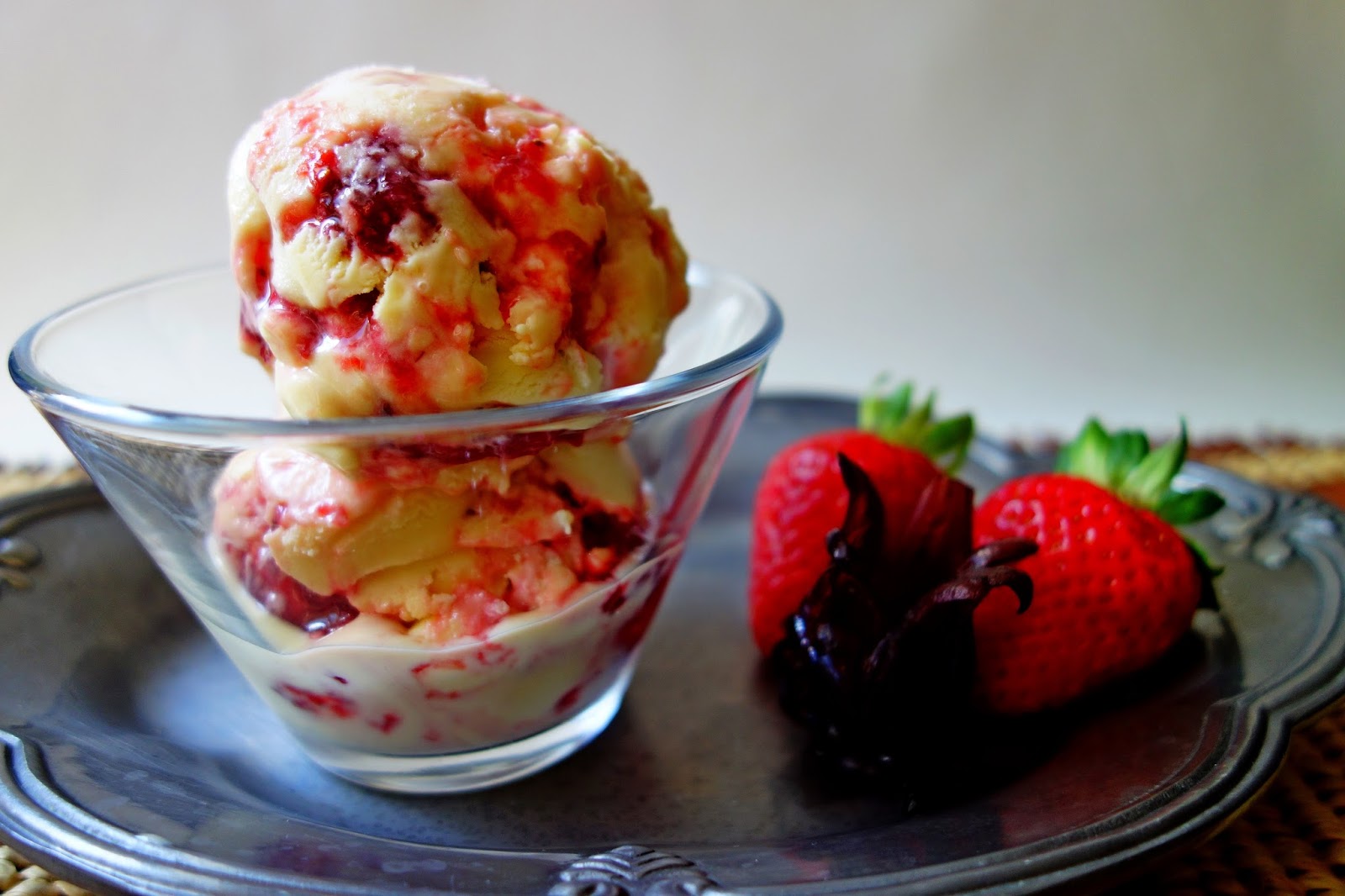 37 Cooks Goat Cheese Ice Cream with Wild Hibiscus and Strawberry Swirl