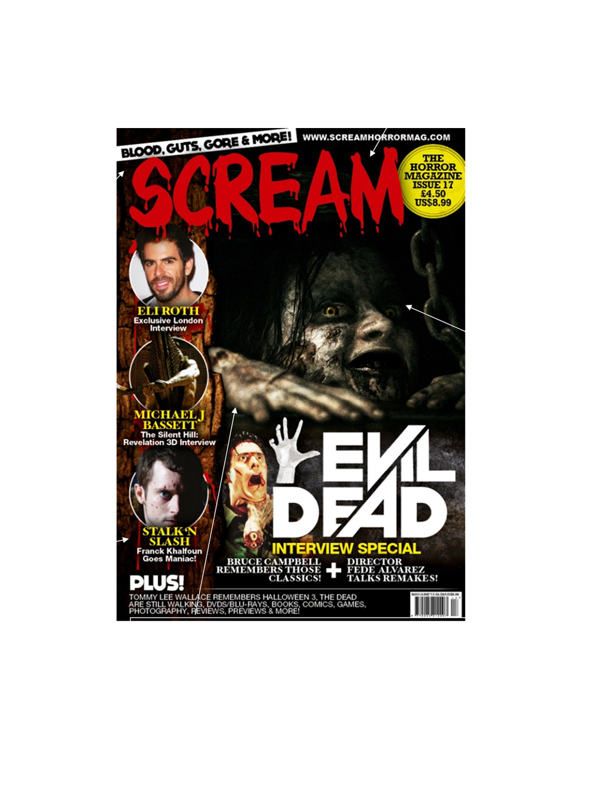 A2 Media, Horror Film Trailer Scream Magazine Front Cover Analysis