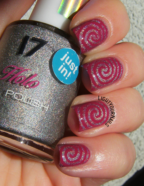 Holographic swirls with TNS Fuchsia and 17 Holo silver Holographic swirls with TNS Fuchsia and 17 Holo silver