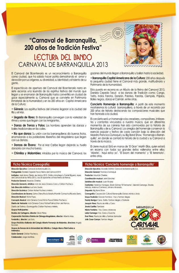 BANDO ABRE CARNAVAL DE BARRANQUILLA 2013 Círculo de Pensamiento Caribe