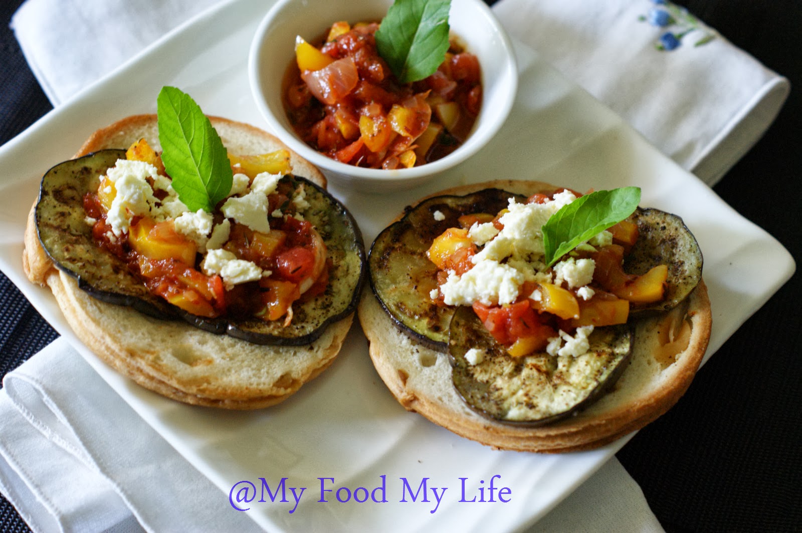 My Food My Life Happiness on a plate Grilled Aubergine on Garlic