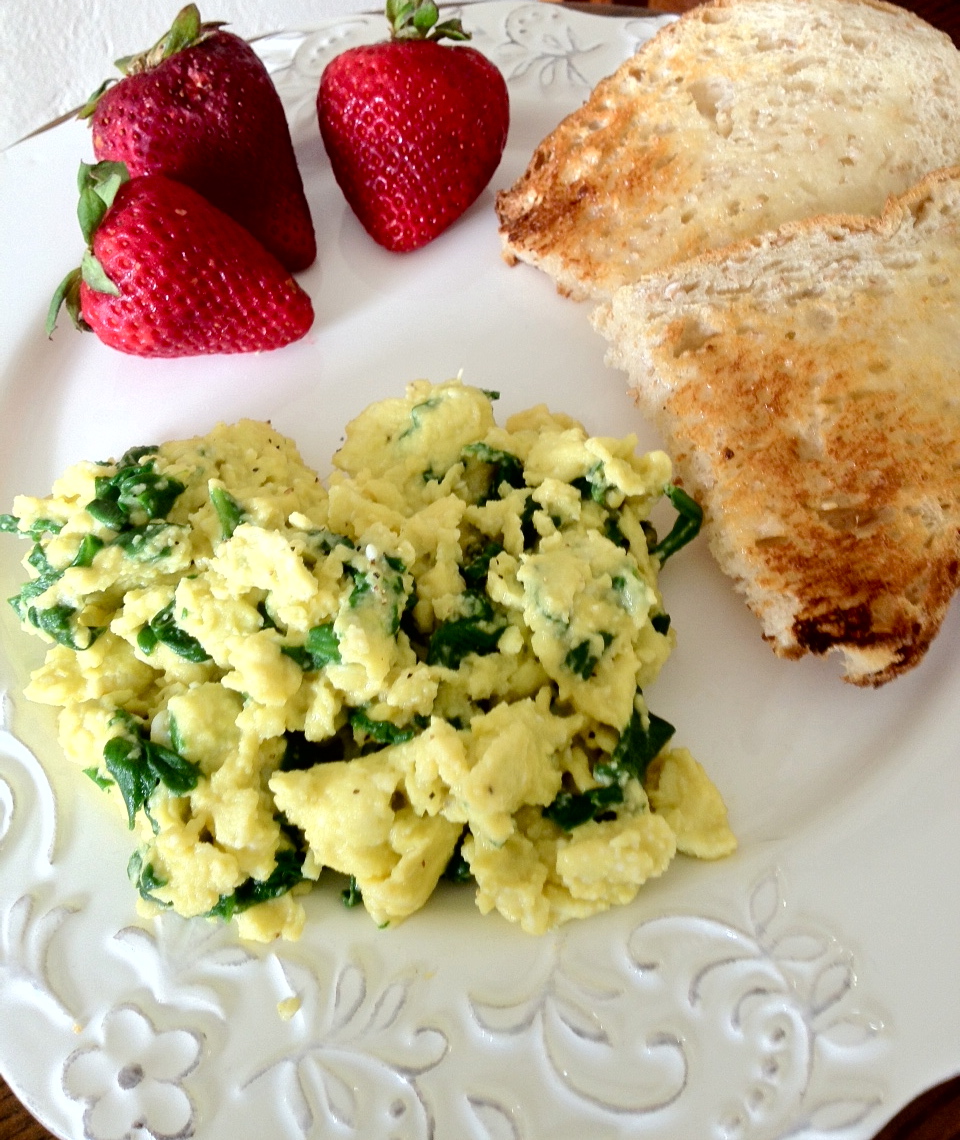 cook a mama Spinach Ricotta Scrambled Eggs