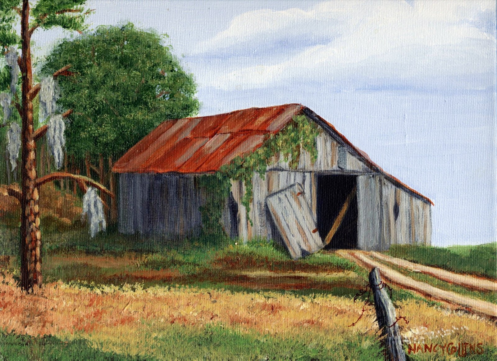 nancarts Original Painting of Country Barn