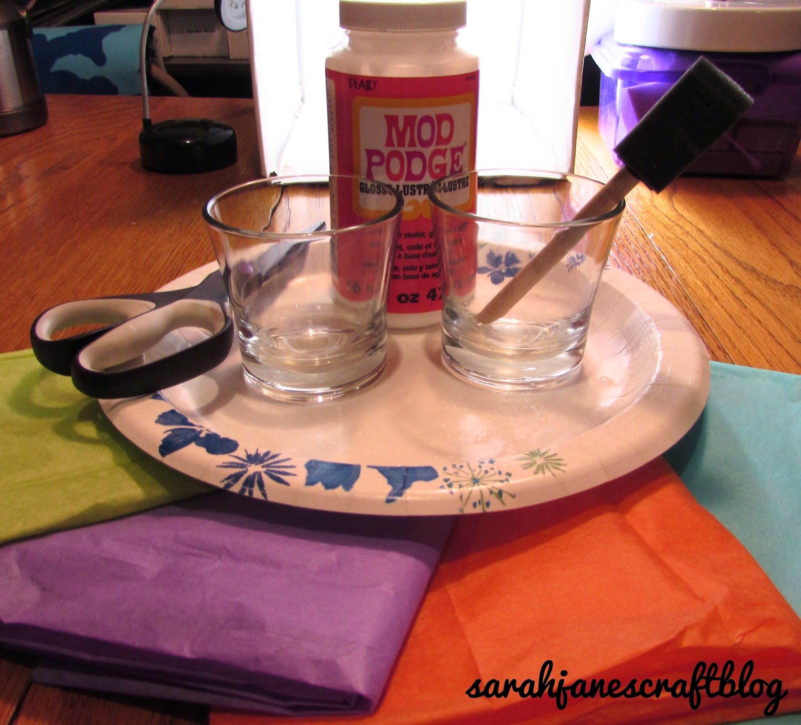 Sarah Jane's Craft Blog Tissue Paper "Stained Glass" Candle Holders