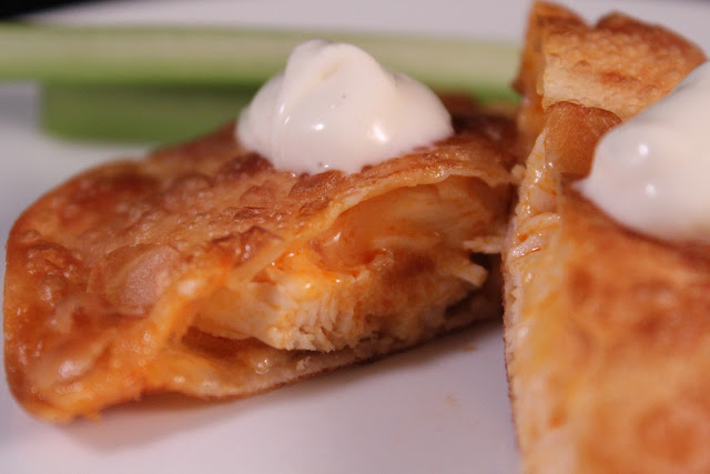 Buffalo chicken fried ravioli