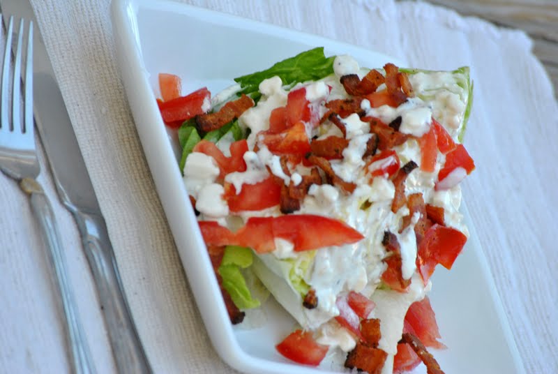 The Farm Girl Recipes Wedge Salad with Homemade Bleu Cheese Dressing