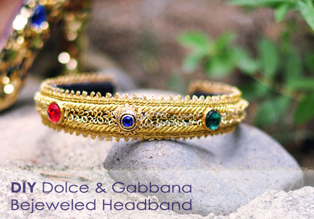DIY Dolce & Gabbana Bejeweled Gold Headband Crown