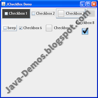 Screenshot of JCheckBox Example