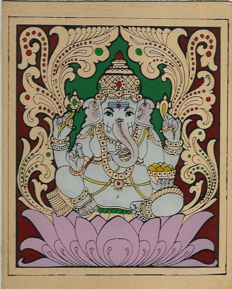 Infantglasspaintings Lotus Vinayagar