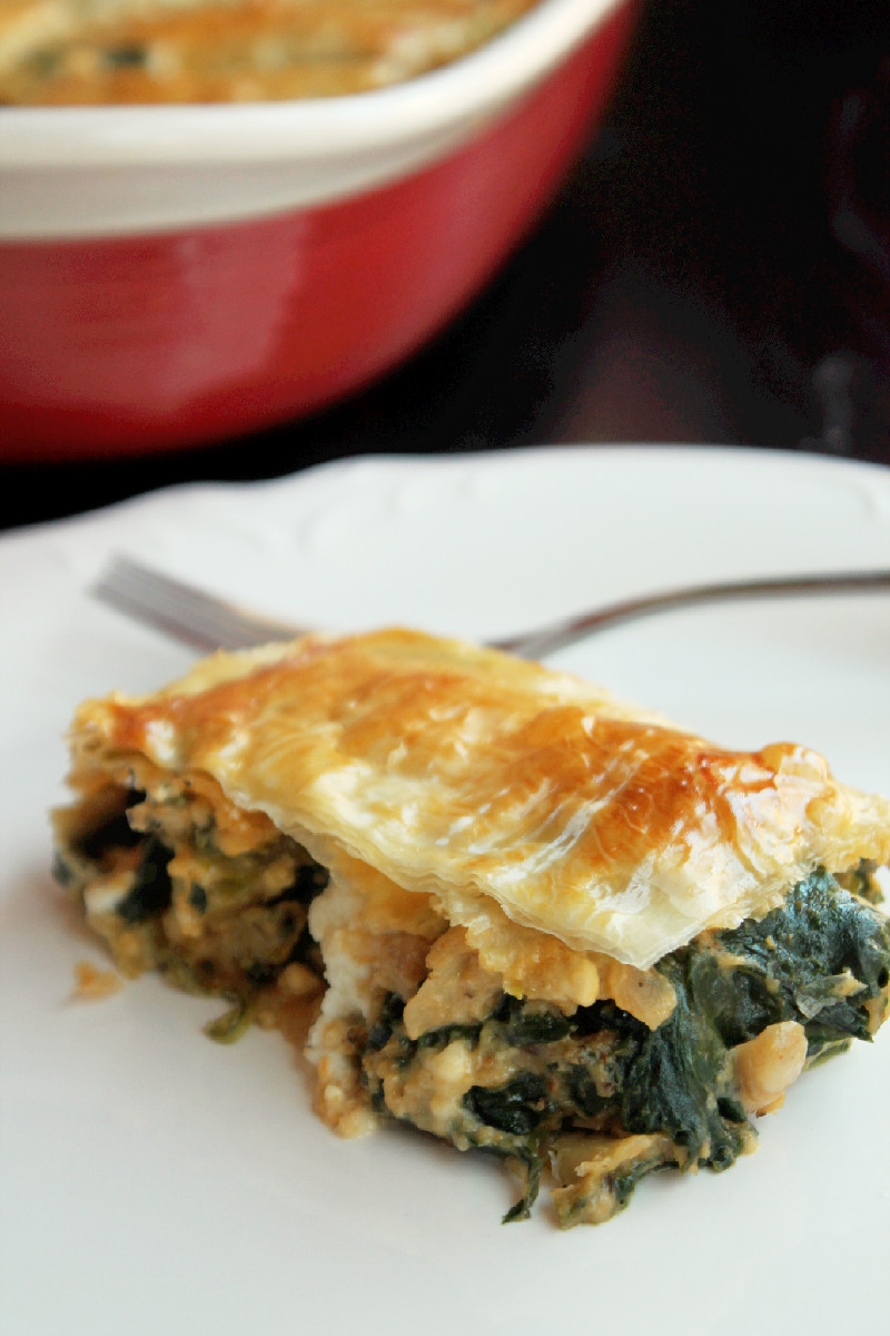Not Quite a Vegan...?: Greek Spinach Pie with Brussels Sprouts and Four