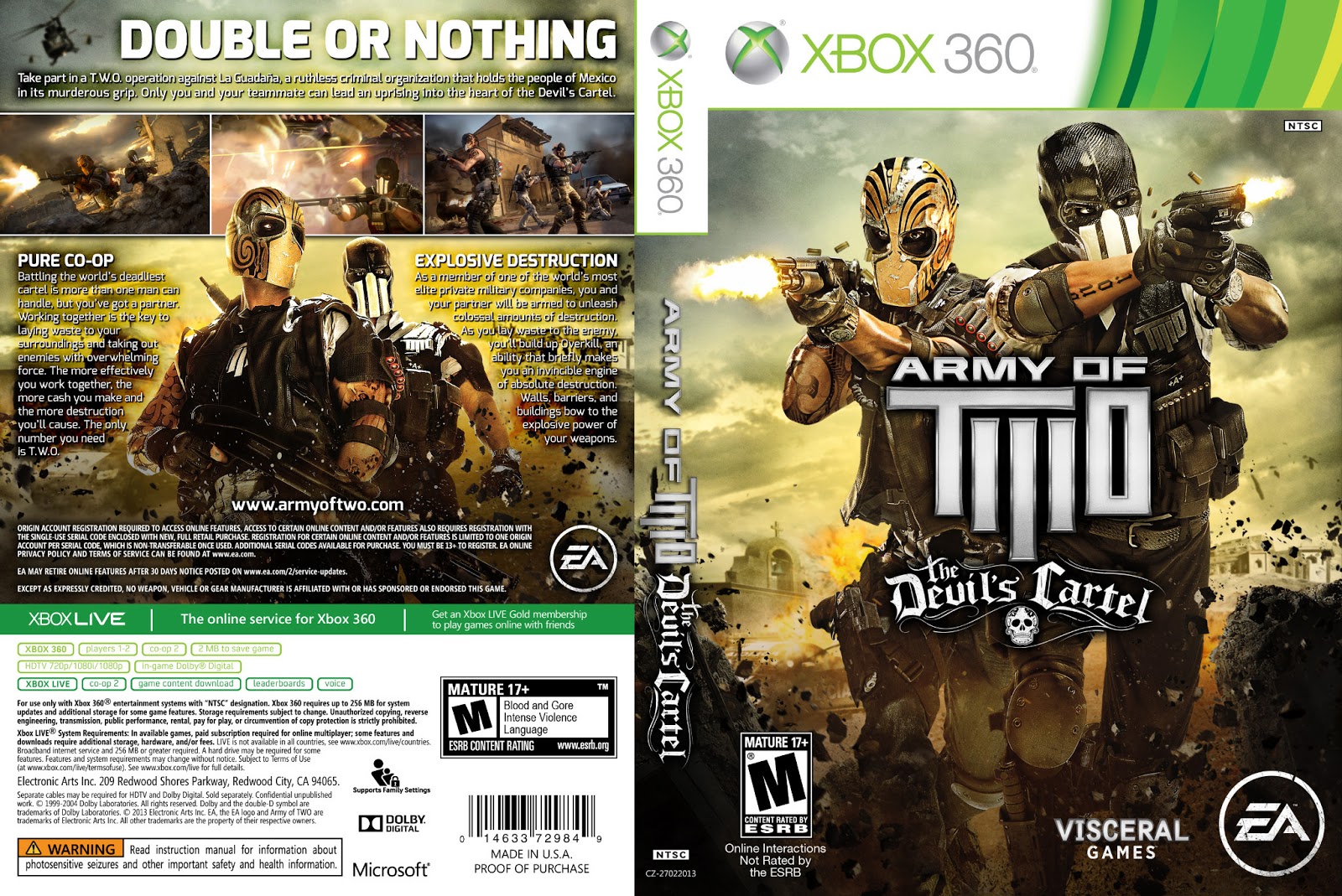 Game+Games Army of two the devil's cartel xbox 360 (Region free)