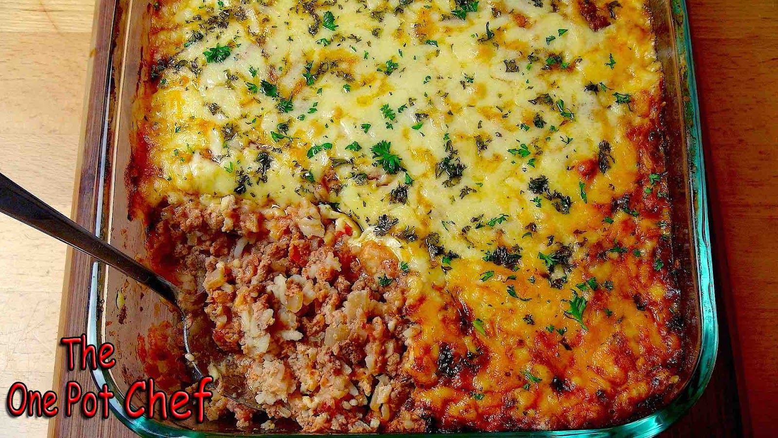 The One Pot Chef Show Bolognese Rice Bake RECIPE