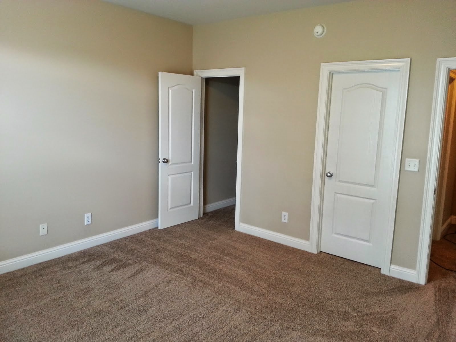 2nd Bedroom with walk-in closet to left, door to 3rd bath in middle, and hall door to right